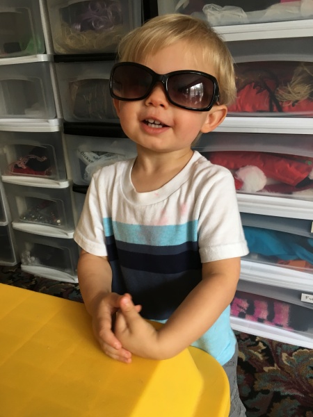 toddler in sunglasses