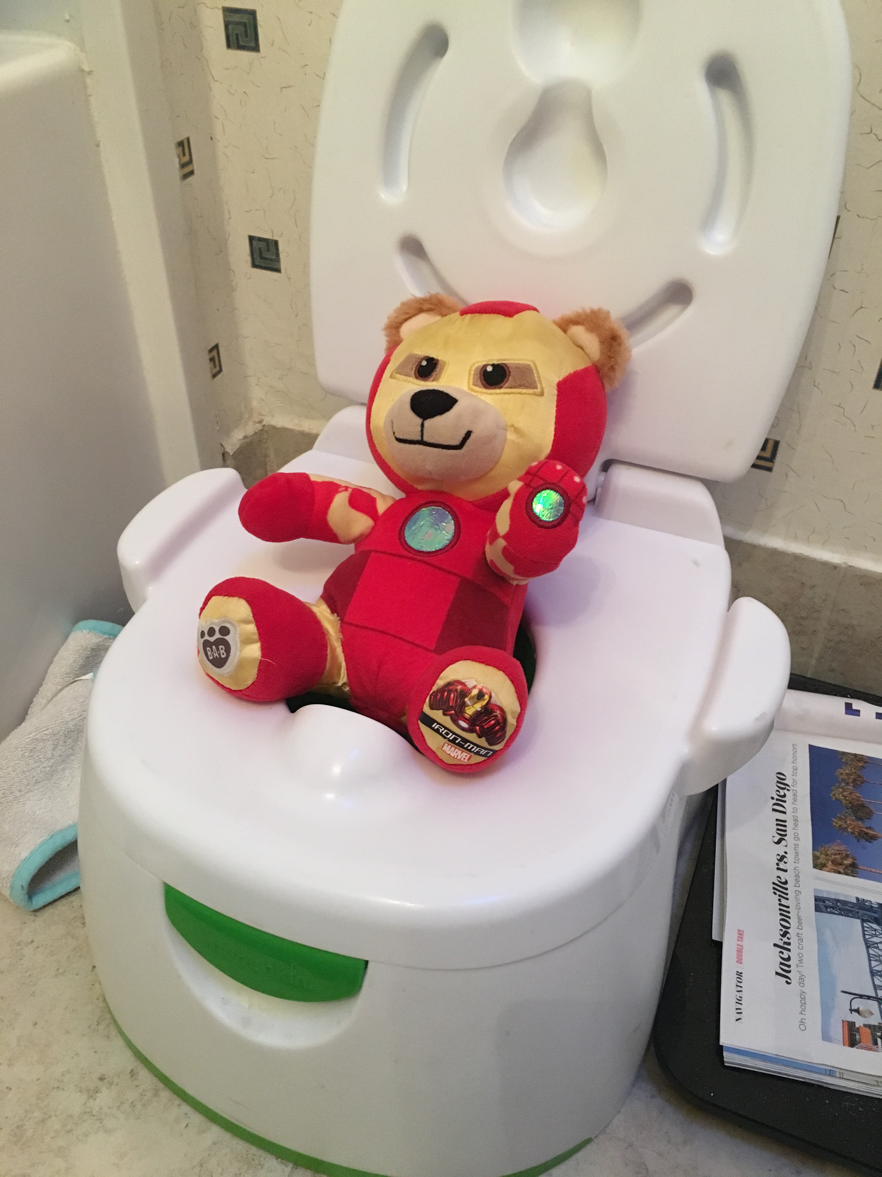 Build a Bear Iron Man bear on the potty