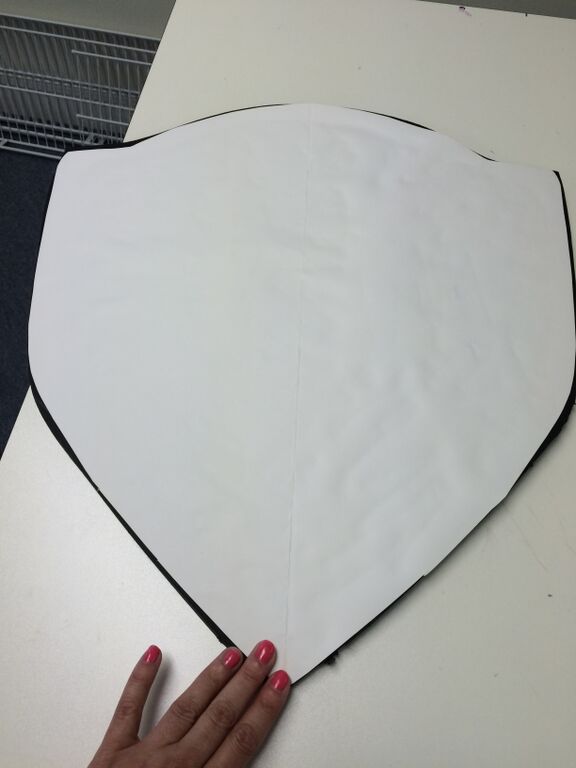 Covering the shield straps with poster board