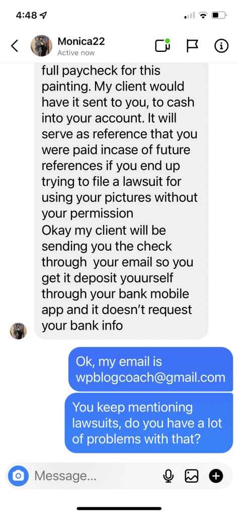 scammer message fishing for details